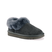 Load image into Gallery viewer, AUS WOOLI UGG UNISEX SHEEPSKIN WOOL TRADITIONAL ANKLE SLIPPERS - GREY
