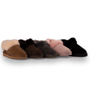 AUS WOOLI UGG UNISEX SHEEPSKIN WOOL TRADITIONAL ANKLE SLIPPERS - PALEPINK