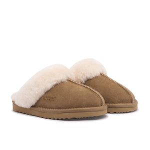 AUS WOOLI UGG UNISEX SHEEPSKIN WOOL SYDNEY Slippers - Chestnut/Tan