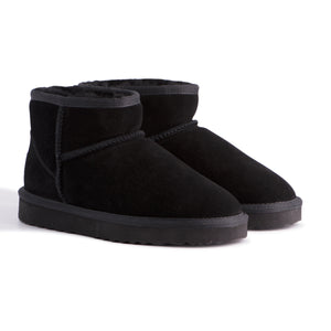 AUS WOOLI UGG SHORT SHEEPSKIN ANKLE BOOT - Black