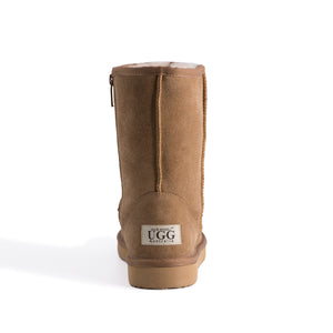 AUS WOOLI UGG MID CALF ZIP-UP SHEEPSKIN BOOT - Chestnut/Tan