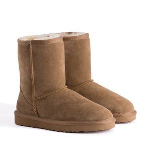 AUS WOOLI UGG MID CALF ZIP-UP SHEEPSKIN BOOT - Chestnut/Tan