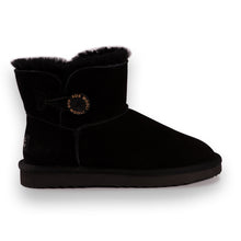 Load image into Gallery viewer, AUS WOOLI UGG SHORT SHEEPSKIN BUTTON BOOT - BLACK
