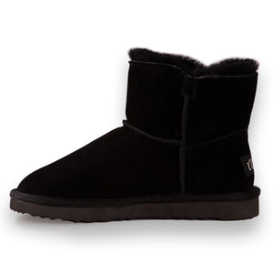 AUS WOOLI UGG SHORT SHEEPSKIN BUTTON BOOT - BLACK