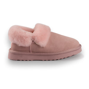 AUS WOOLI UGG UNISEX SHEEPSKIN WOOL TRADITIONAL ANKLE SLIPPERS - PALEPINK