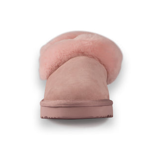 AUS WOOLI UGG UNISEX SHEEPSKIN WOOL TRADITIONAL ANKLE SLIPPERS - PALEPINK