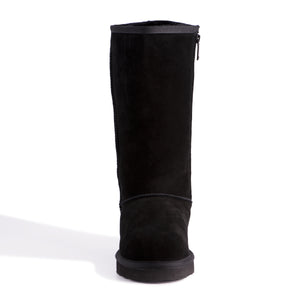 AUS WOOLI UGG TALL ZIP-UP SHEEPSKIN BOOT - Black