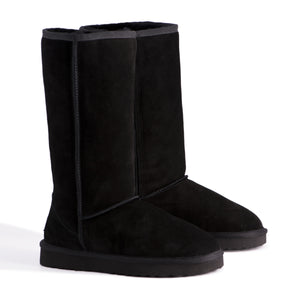 AUS WOOLI UGG TALL ZIP-UP SHEEPSKIN BOOT - Black