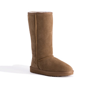 AUS WOOLI UGG TALL ZIP-UP SHEEPSKIN BOOT - Chestnut/Tan