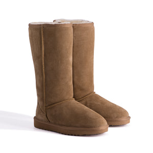 AUS WOOLI UGG TALL ZIP-UP SHEEPSKIN BOOT - Chestnut/Tan