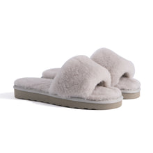 Load image into Gallery viewer, AUS WOOLI UGG WOMEN SHEEPSKIN FLUFF SLIDE - Light Grey
