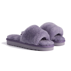 AUS WOOLI UGG WOMEN SHEEPSKIN FLUFF SLIDE - Lilac