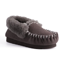 Load image into Gallery viewer, AUS WOOLI HAND STITCHED WOMENS SHEEPSKIN MOCCASIN - Dark Grey
