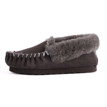 Load image into Gallery viewer, AUS WOOLI HAND STITCHED WOMENS SHEEPSKIN MOCCASIN - Dark Grey
