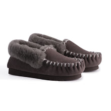 Load image into Gallery viewer, AUS WOOLI HAND STITCHED WOMENS SHEEPSKIN MOCCASIN - Dark Grey
