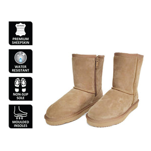 AUS WOOLI UGG MID CALF ZIP-UP SHEEPSKIN BOOT - Chestnut/Tan