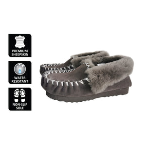 AUS WOOLI HAND STITCHED WOMENS SHEEPSKIN MOCCASIN - Dark Grey