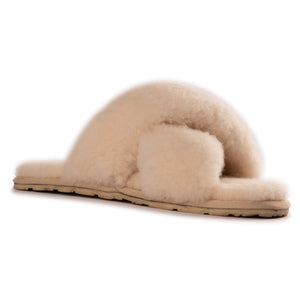 AUS WOOLI AUSTRALIA WOMEN SHEEPSKIN WOOL BRIGHTON SLIPPERS- TAN