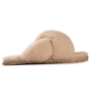 AUS WOOLI AUSTRALIA WOMEN SHEEPSKIN WOOL BRIGHTON SLIPPERS- TAN