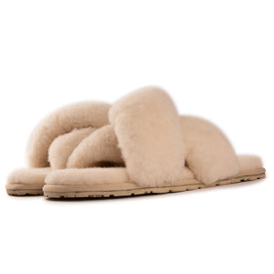 AUS WOOLI AUSTRALIA WOMEN SHEEPSKIN WOOL BRIGHTON SLIPPERS- TAN