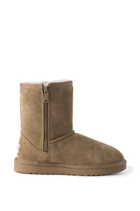 AUS WOOLI UGG MID CALF ZIP-UP SHEEPSKIN BOOT - Chestnut/Tan