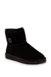 AUS WOOLI UGG SHORT SHEEPSKIN BUTTON BOOT - BLACK