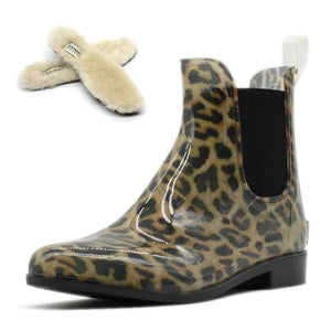 AUS WOOLI WOMENS RAINBOOTS WITH FREE SHEEPSKIN INSOLE - Leopard Print