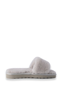 AUS WOOLI UGG WOMEN SHEEPSKIN FLUFF SLIDE - Light Grey