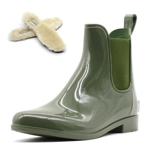 AUS WOOLI WOMENS RAINBOOTS WITH FREE SHEEPSKIN INSOLE - Olive Green